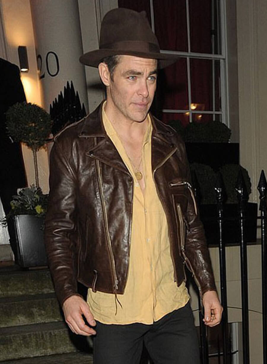 Harpoon Chris Pine Inspired Brown Real Leather Leather Jacket