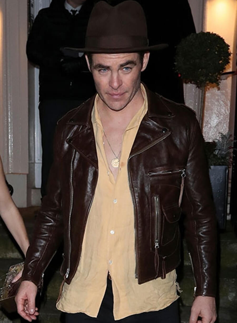 Harpoon Chris Pine Inspired Brown Real Leather Leather Jacket