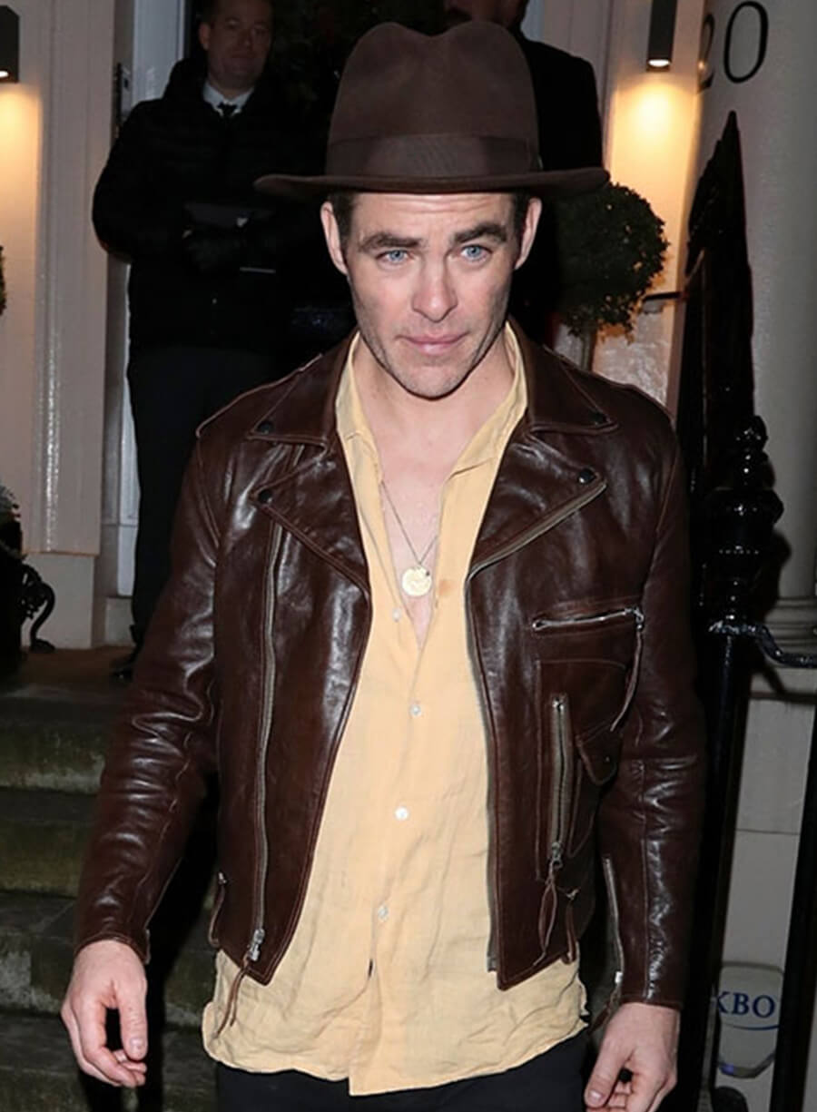 Harpoon Chris Pine Inspired Brown Real Leather Leather Jacket