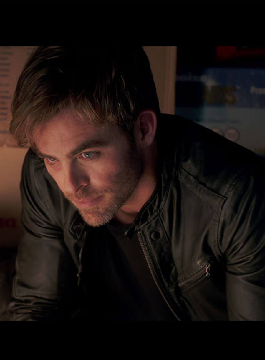 Harpoon Chris pine Inspired Black Real Leather Leather Jacket - Horrible Bosses 2 Style