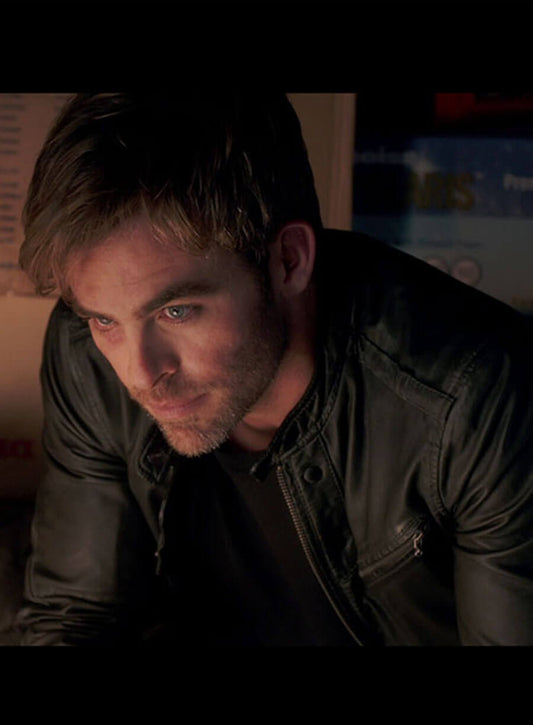 Harpoon Chris pine Inspired Black Real Leather Leather Jacket - Horrible Bosses 2 Style
