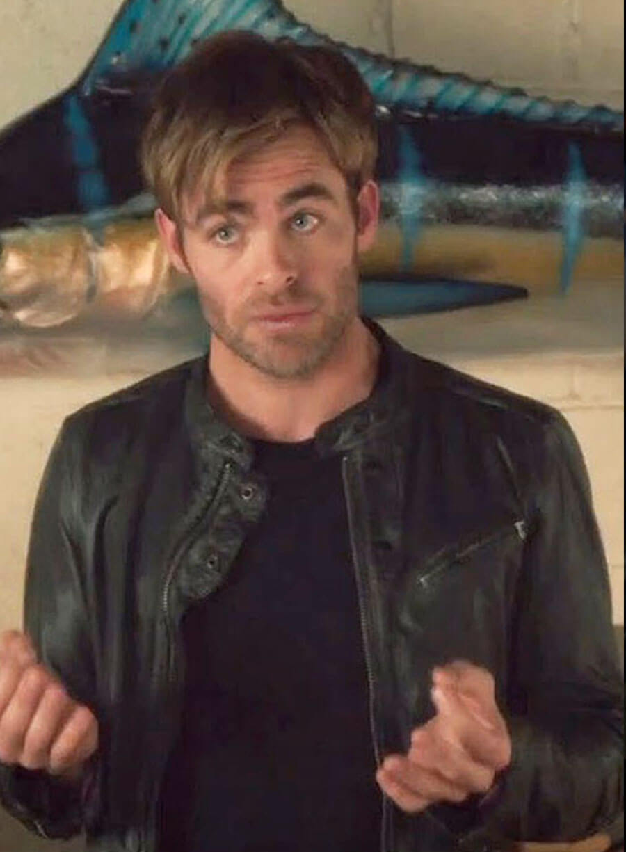 Harpoon Chris pine Inspired Black Real Leather Leather Jacket - Horrible Bosses 2 Style