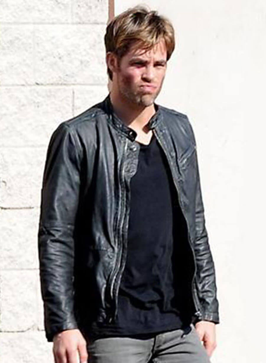 Harpoon Chris pine Inspired Black Real Leather Leather Jacket - Horrible Bosses 2 Style