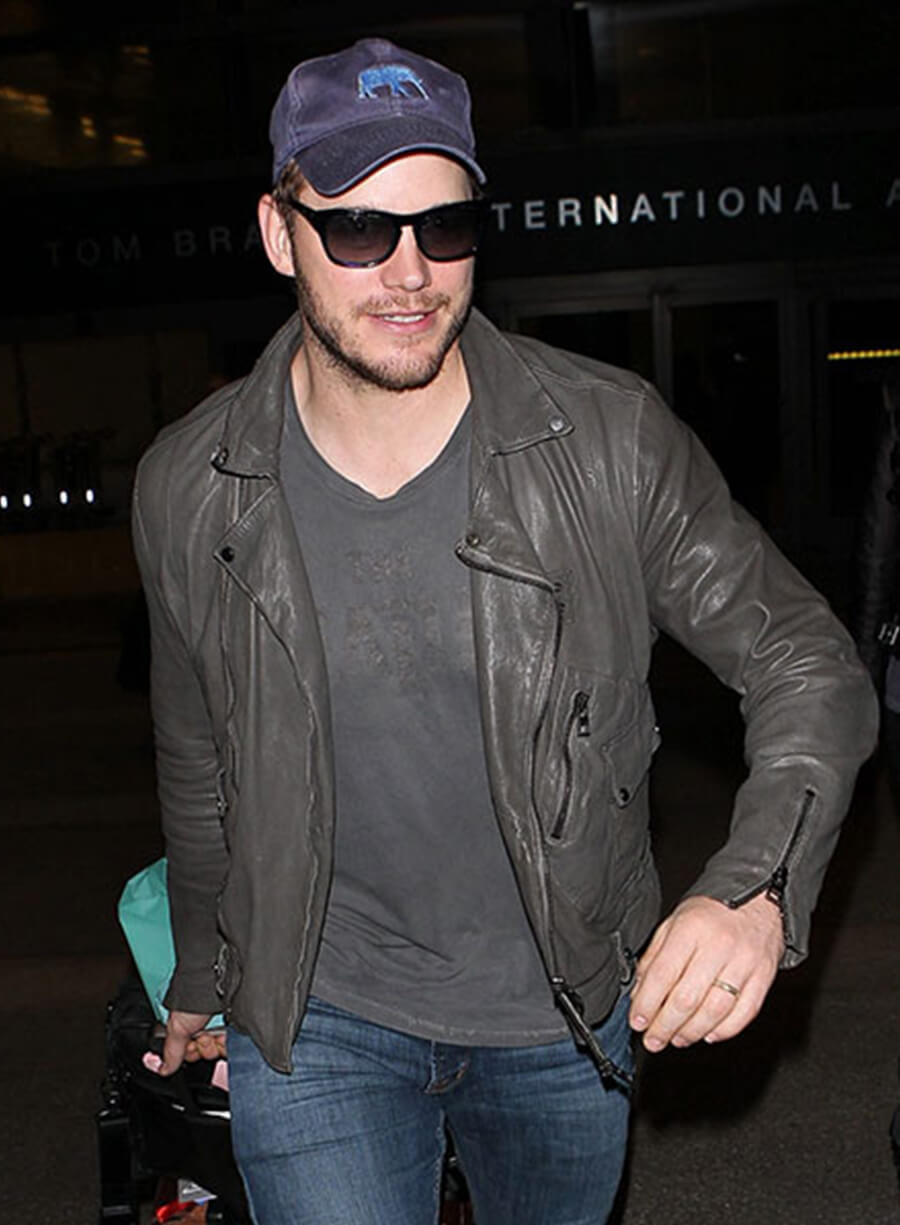 Harpoon Chris Pratt Inspired Grey Real Leather Leather Jacket