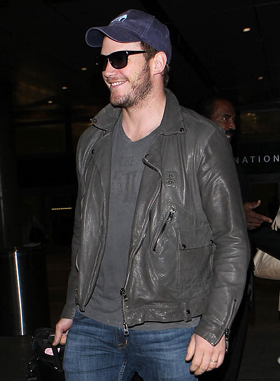Harpoon Chris Pratt Inspired Grey Real Leather Leather Jacket