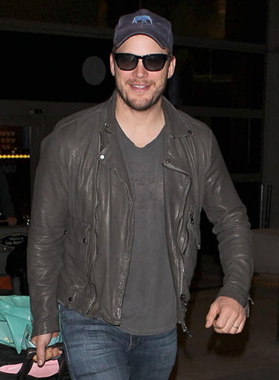 Harpoon Chris Pratt Inspired Grey Real Leather Leather Jacket