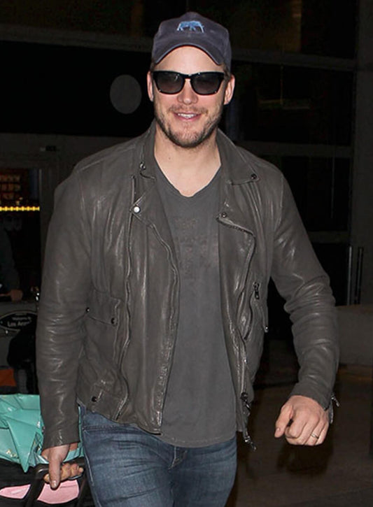 Harpoon Chris Pratt Inspired Grey Real Leather Leather Jacket