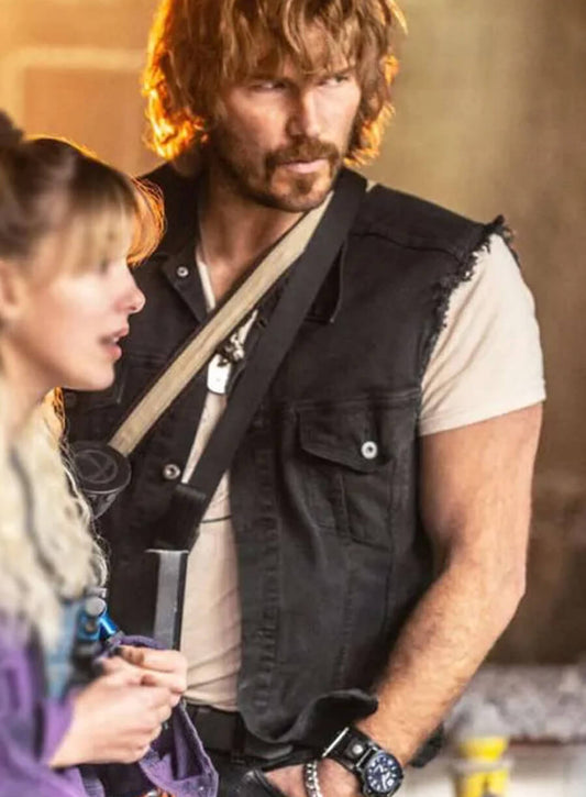 Harpoon Chris Pratt Inspired Black Cotton Jacket - The Electric State 2025 Style