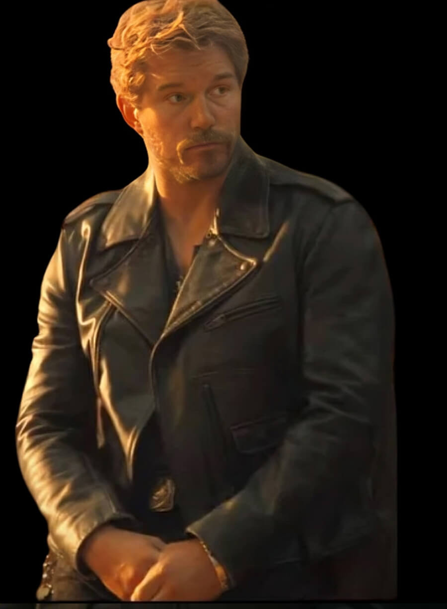 Harpoon Chris Pratt Inspired Black Leather Jacket - The Electric State 2025 Style