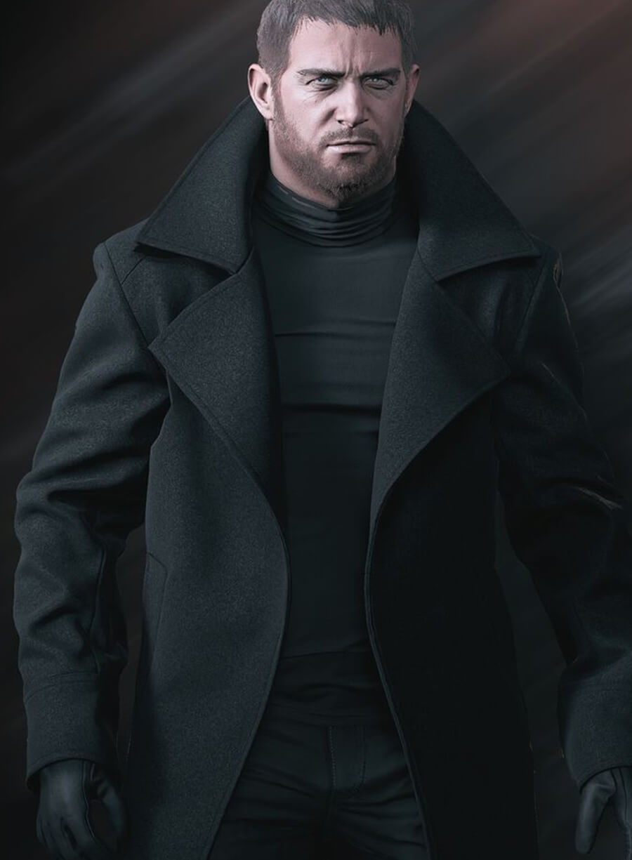 Harpoon Chris Redfield Inspired Black Coat - Resident Evil Village Style