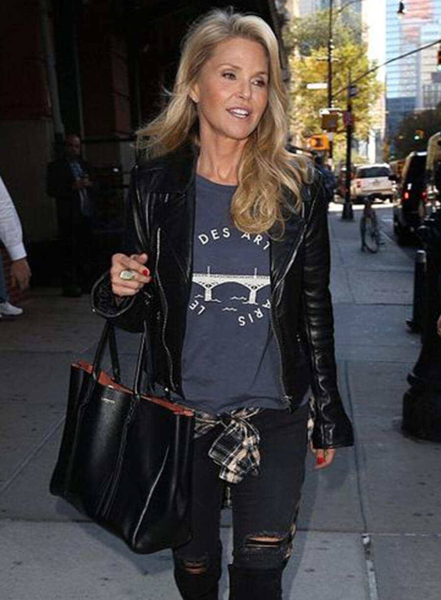 Harpoon Christie Brinkley Inspired Black Real Leather Leather Jacket