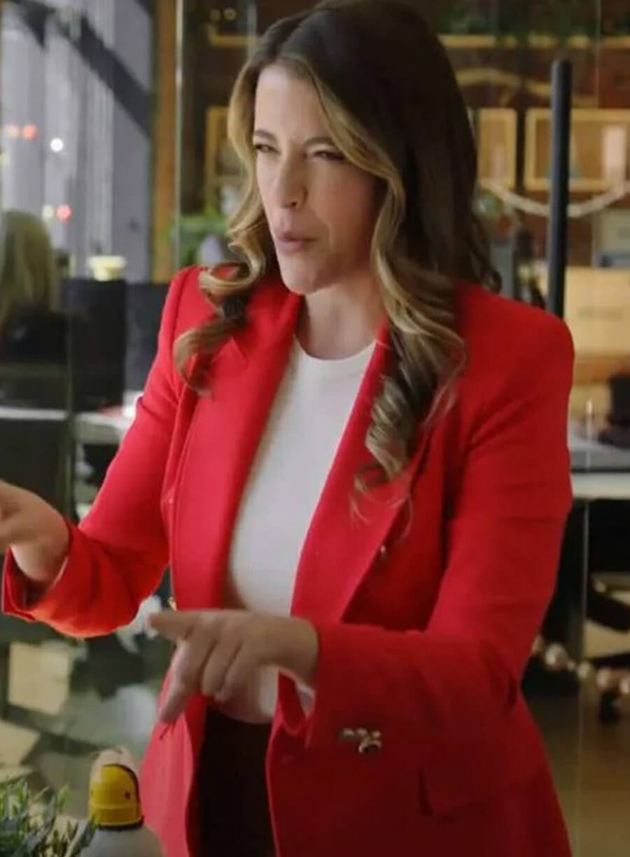 Harpoon Christina Martino Inspired Red Leather Jacket - Sincerely Truly Christmas Style