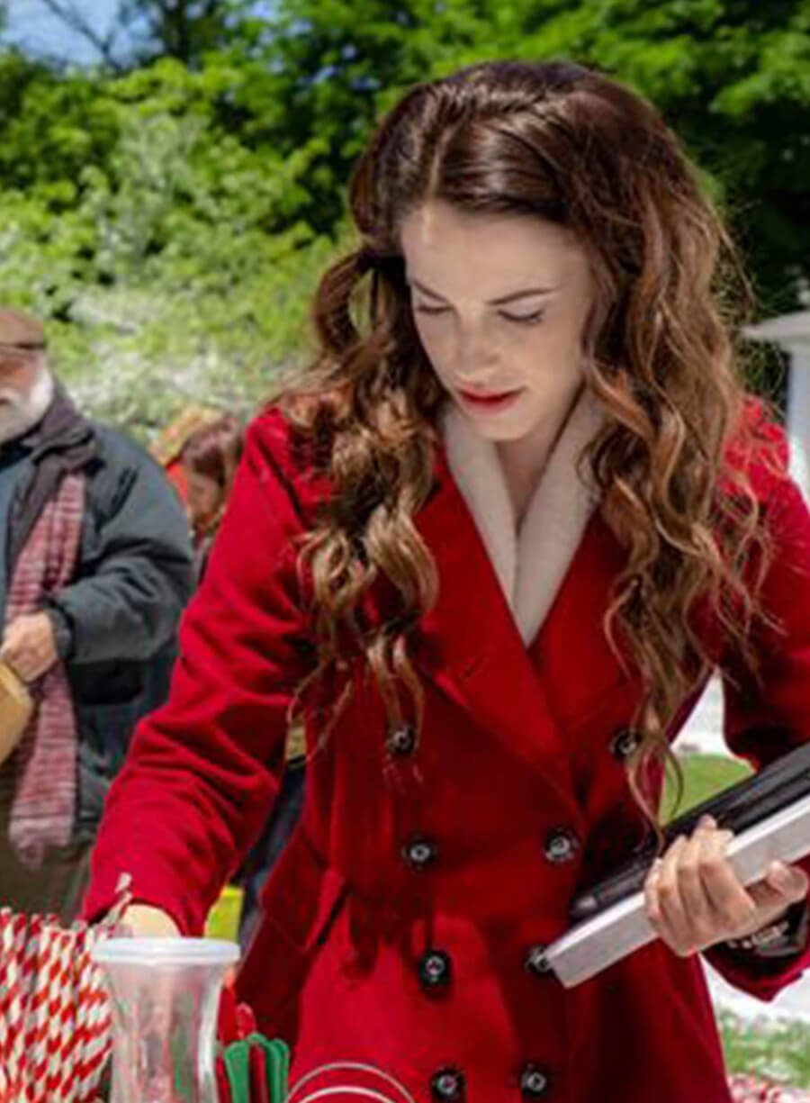 Harpoon Elizabeth Bennett Inspired Red Wool Fabric Coat - Christmas At Pemberley Manor Style