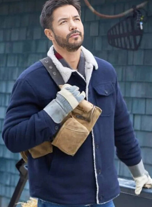 Harpoon Marco Grazzini Inspired Blue Leather Jacket - Christmas Under the Lights Style