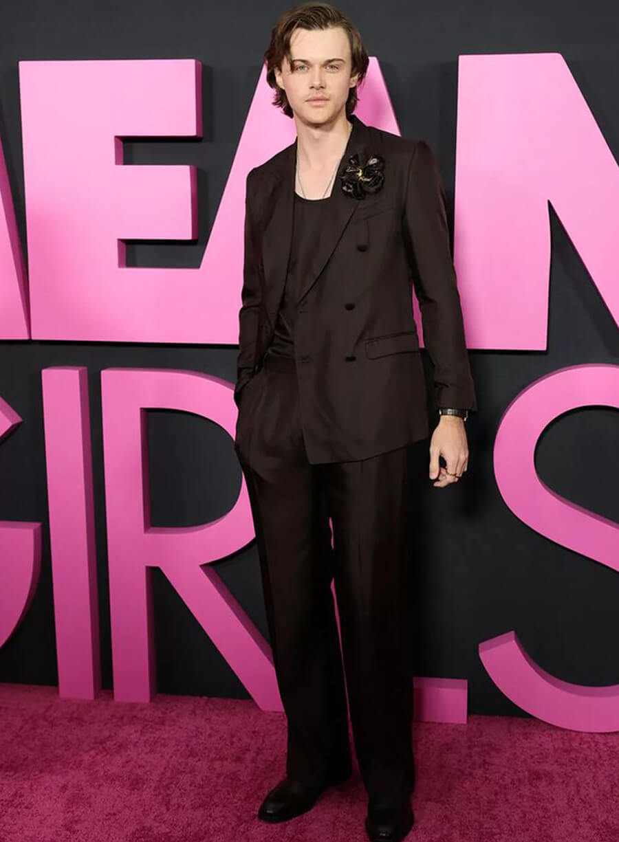 Harpoon Christopher Briney Inspired Black Suiting Fabric Leather Jacket - Mean Girls 2024 Premiere Style