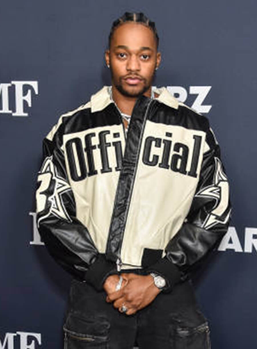 Harpoon Damson Idris Inspired Black & White Leather Jacket - BMF Premiere Style