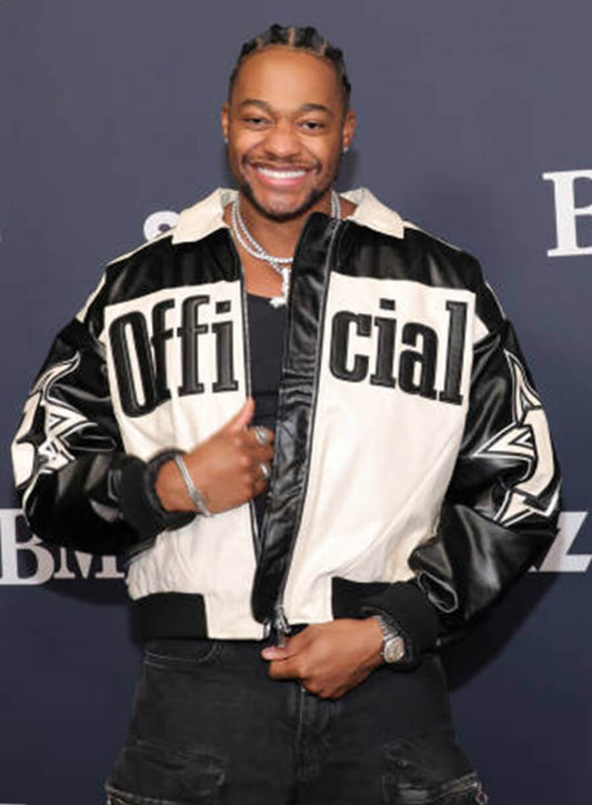 Harpoon Damson Idris Inspired Black & White Leather Jacket - BMF Premiere Style