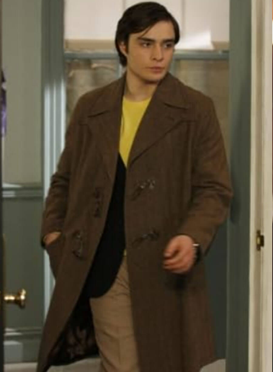 Harpoon Chuck Bassas Ed WestWick Inspired Brown Wool Coat - Gossip Girl Tv Series Style