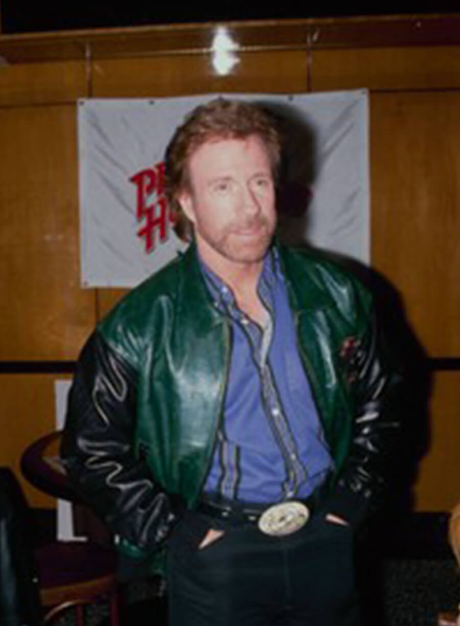 Harpoon Chuck Norris & Inspired Green & Black Leather Jacket