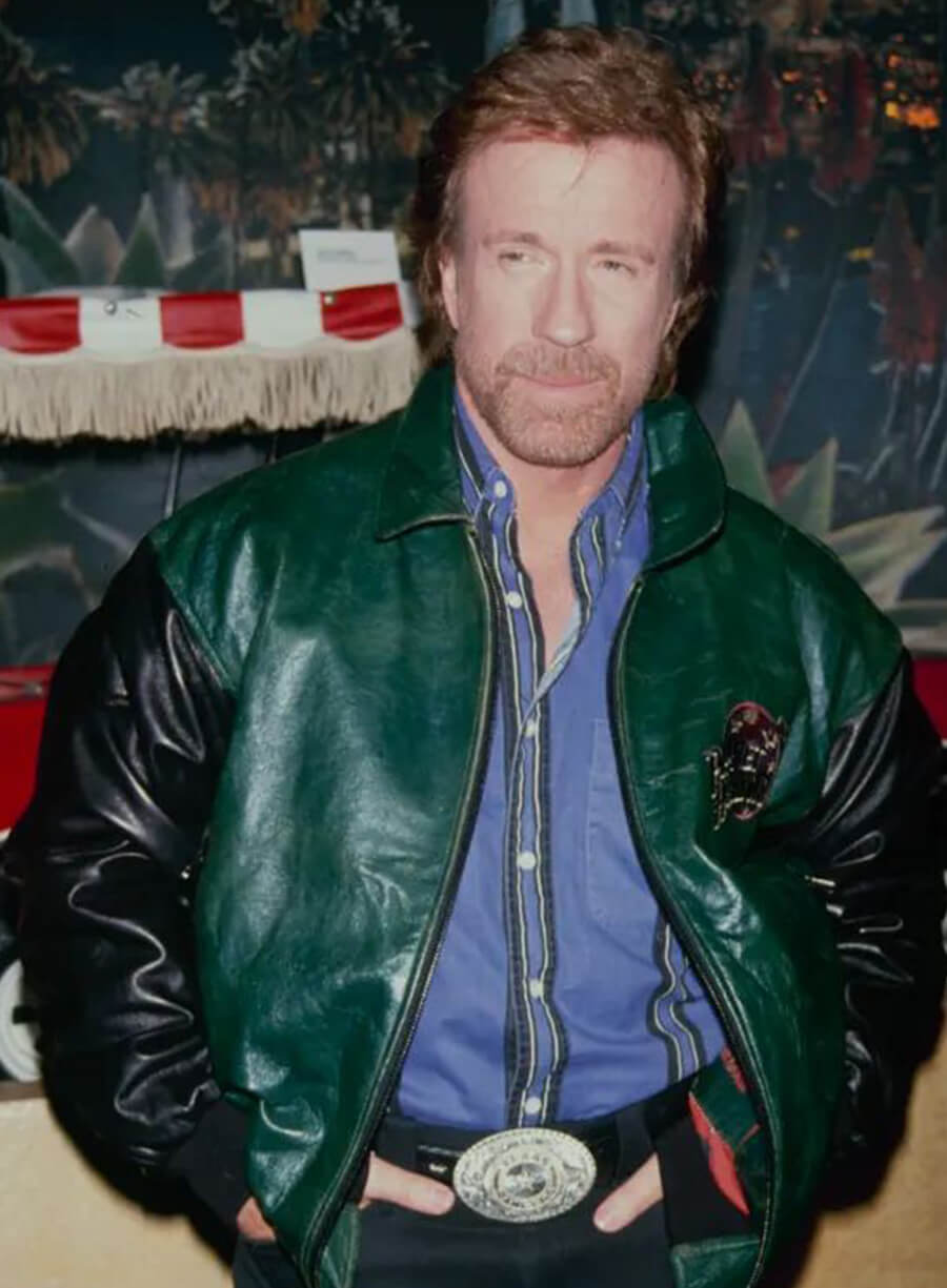 Harpoon Chuck Norris & Inspired Green & Black Leather Jacket