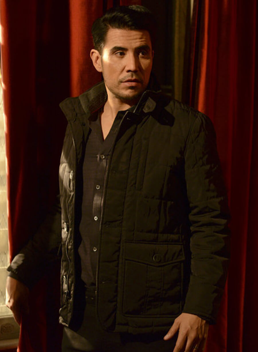 Harpoon Chuy Strong Inspired Black Polyester Fabric Leather Jacket - Midnight Texas Style