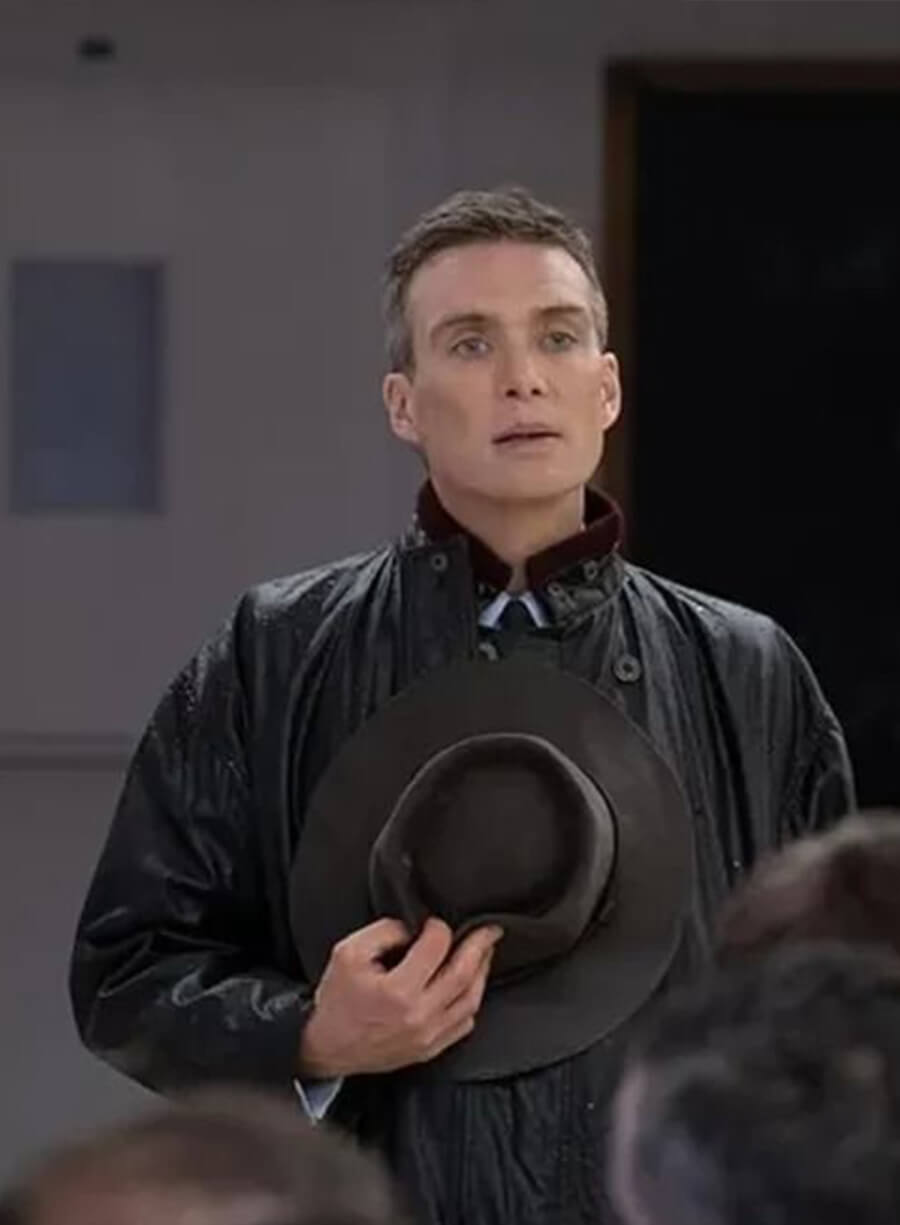 Harpoon Cillian Murphy Inspired Black Leather Jacket - Oppenheimer Style