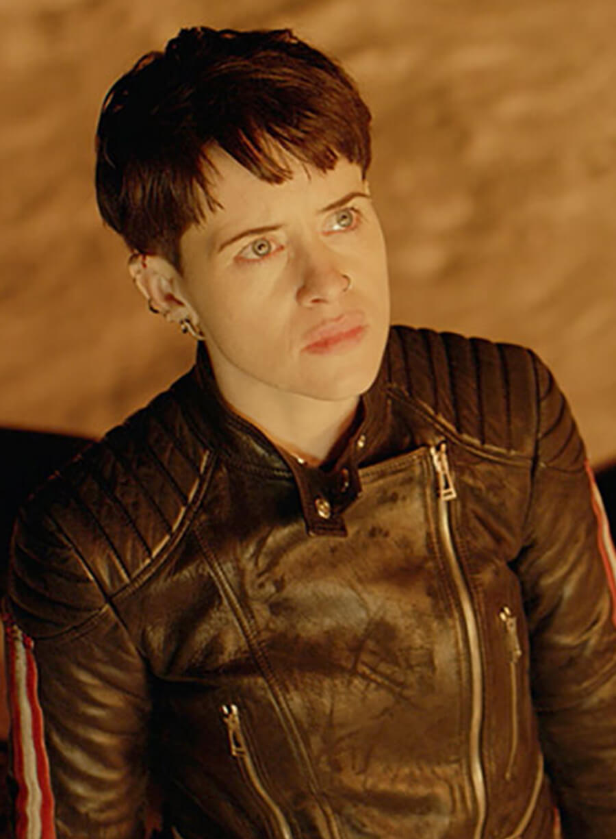 Harpoon Claire foy Inspired Black Leather Jacket - The Girl in the Spider's Web Style