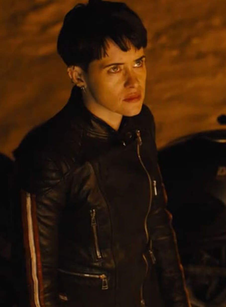 Harpoon Claire foy Inspired Black Leather Jacket - The Girl in the Spider's Web Style