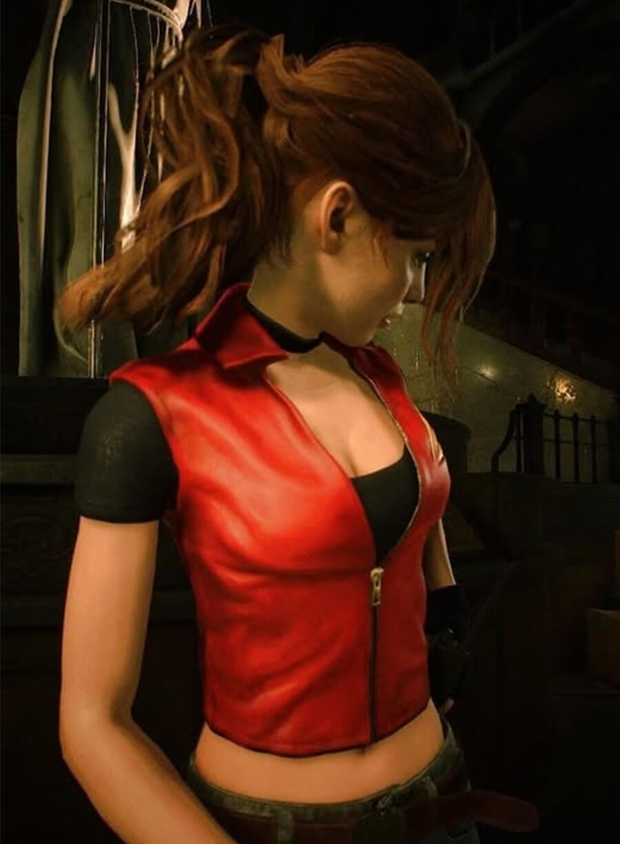 Harpoon Claire Redfield Inspired Red Leather Jacket - Resident Evil Code Veronica Style