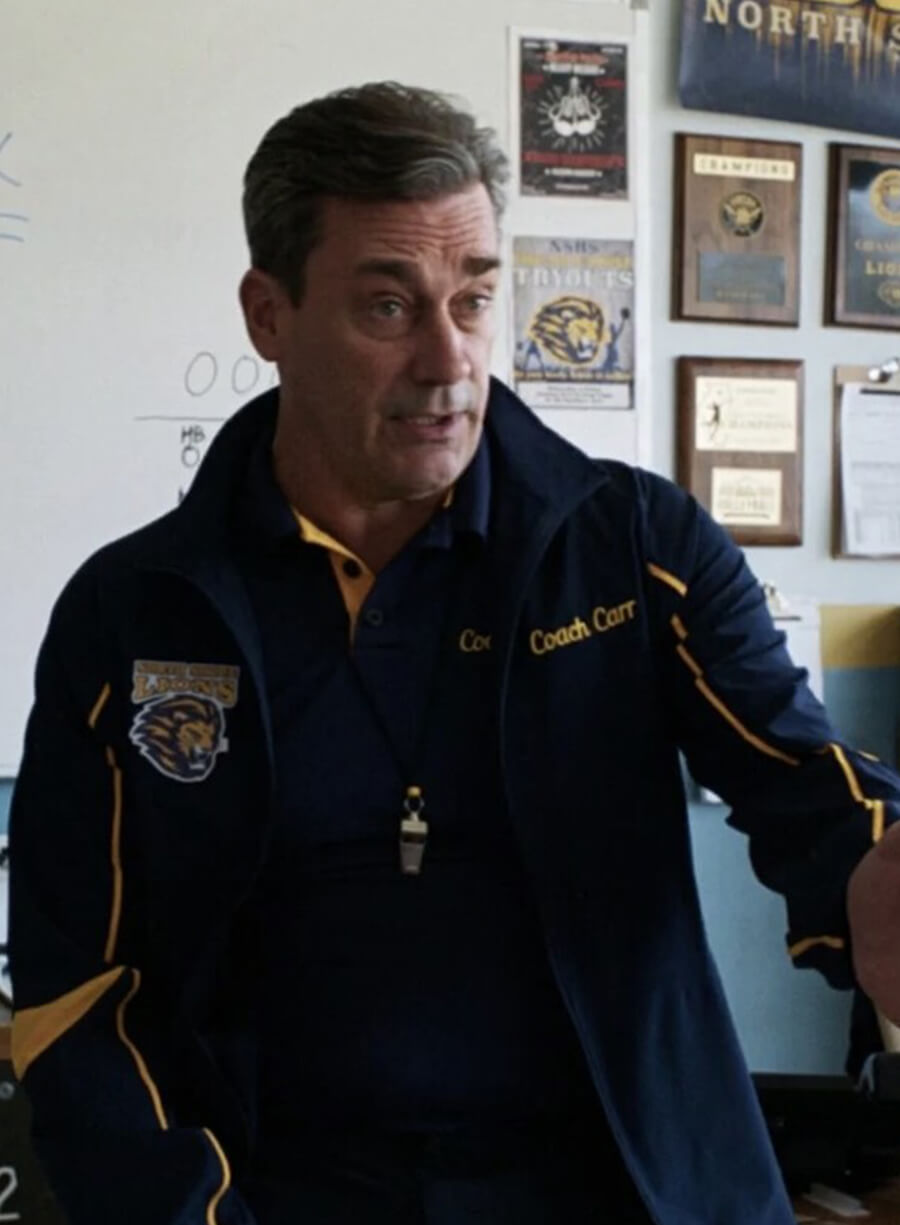 Harpoon Coach Carr Inspired Blue Fleece Leather Jacket - Mean Girls 2024 Style