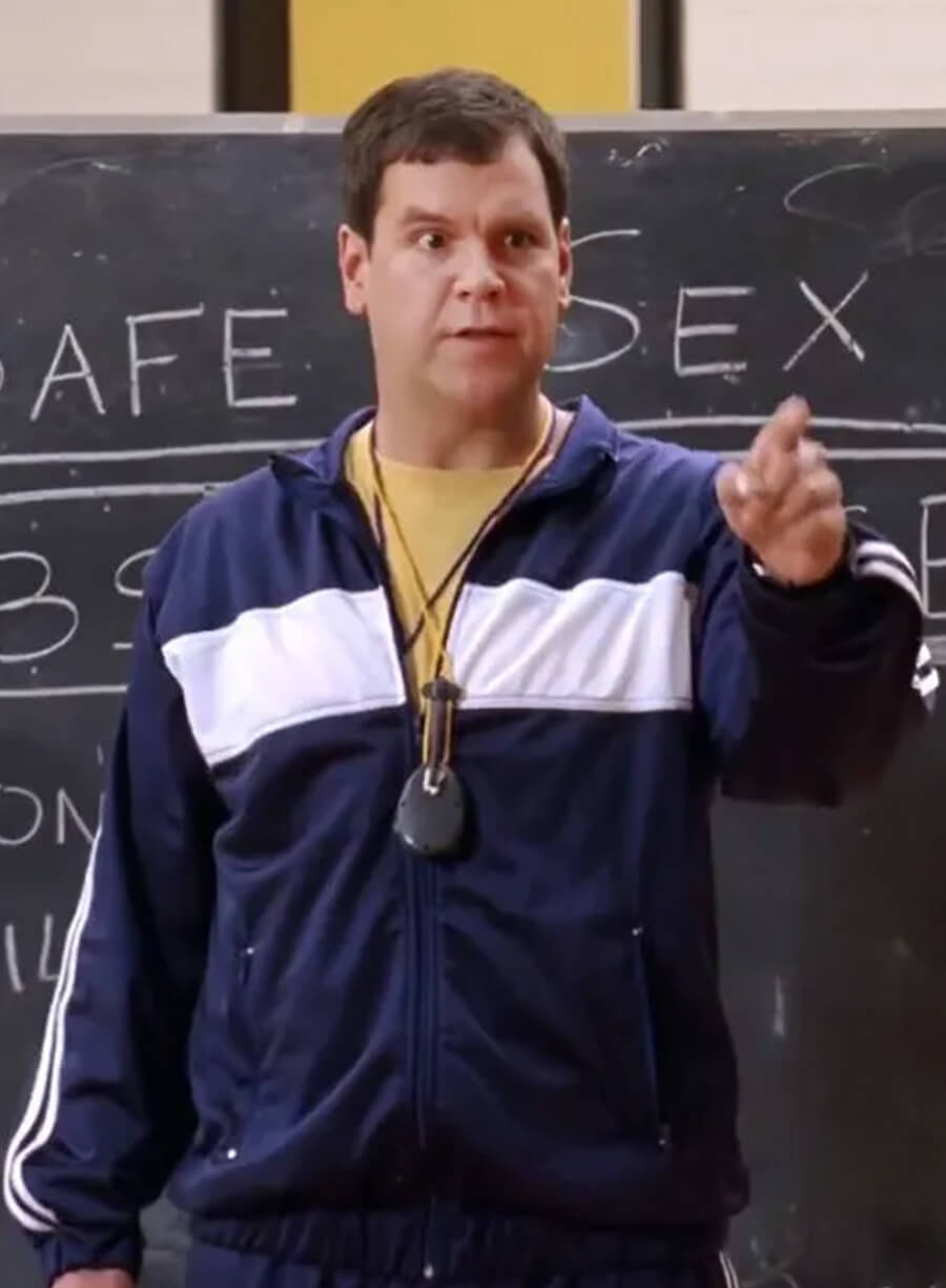Harpoon Coach Carr Inspired Blue Fleece Leather Jacket - Mean Girls 2024 Style
