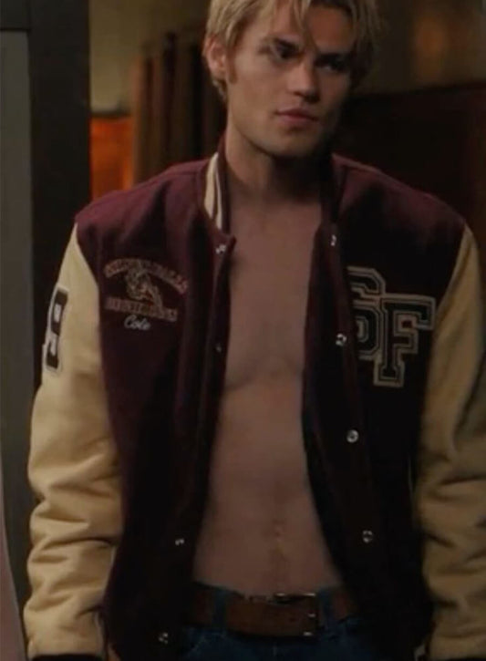 Harpoon Cole Walter Inspired Maroon Wool Varsity Jacket - My Life with the Walter Boys Style