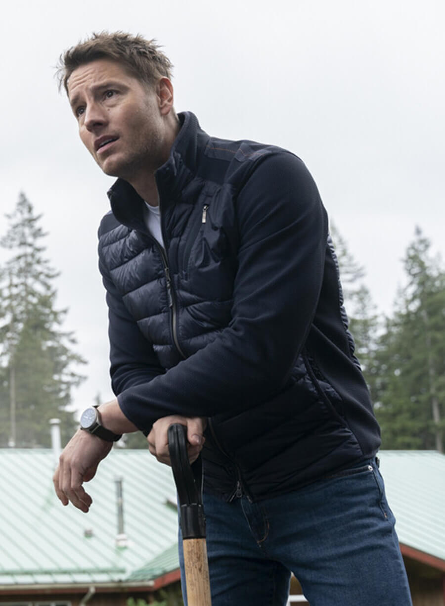 Harpoon Colter Shaw Inspired Black Parachute and Fleece Fabric Leather Jacket - Tracker Style