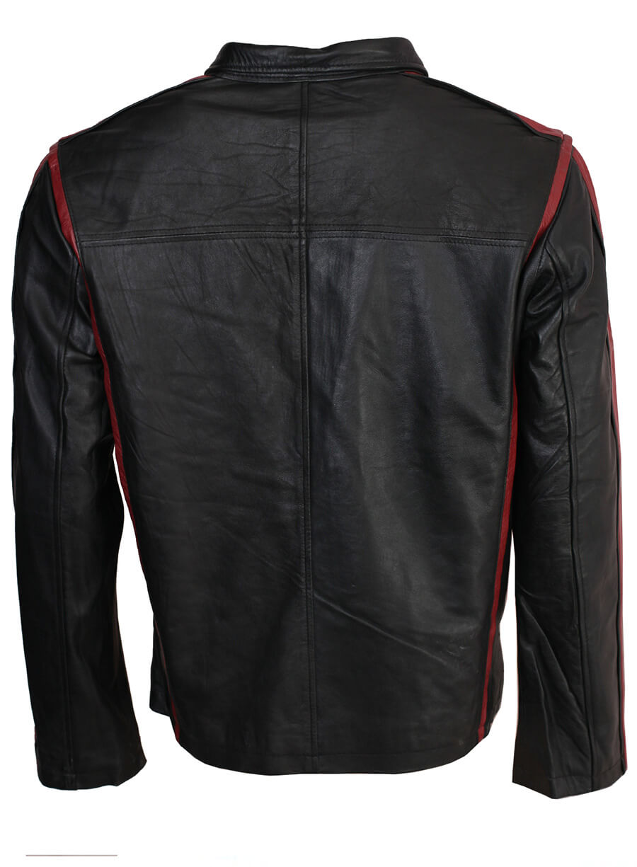 Harpoon Commander Shepard Inspired Black Faux Leather / Real Leather Leather Jacket - Video Game Mass Effect 3 Style