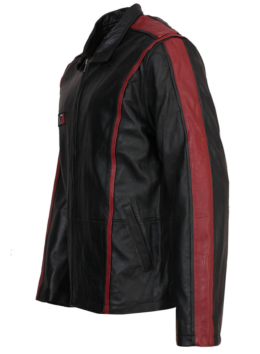 Harpoon Commander Shepard Inspired Black Faux Leather / Real Leather Leather Jacket - Video Game Mass Effect 3 Style
