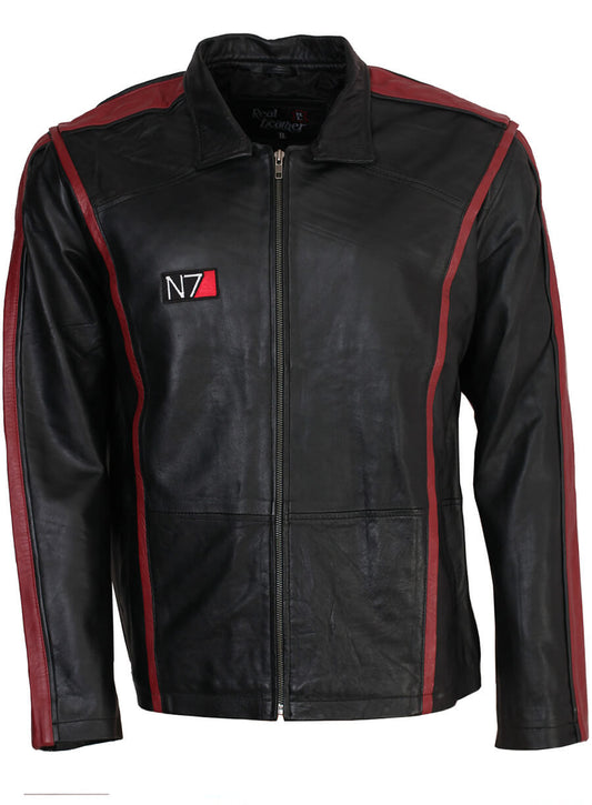 Harpoon Commander Shepard Inspired Black Faux Leather / Real Leather Leather Jacket - Video Game Mass Effect 3 Style