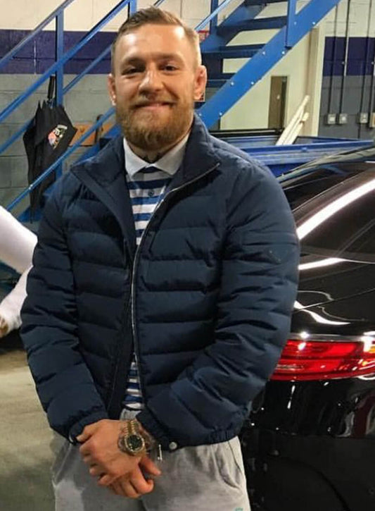 Harpoon Conor McGregor Puffer Inspired Blue Leather Jacket