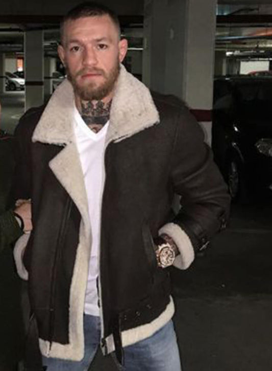 Harpoon Conor McGregor Shearling Inspired Brown Leather Jacket