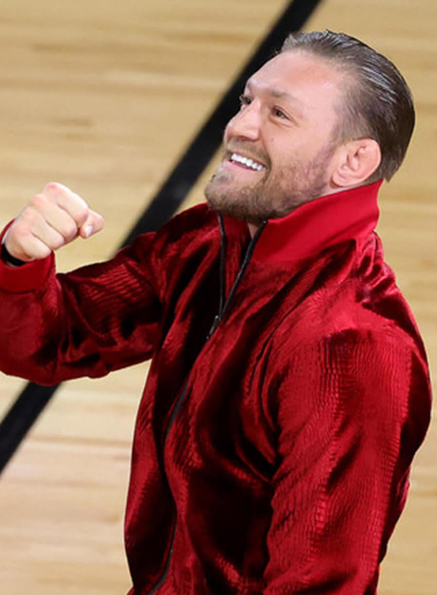 Harpoon Conor McGregor Velvet Tracksuit Inspired Red Leather Jacket