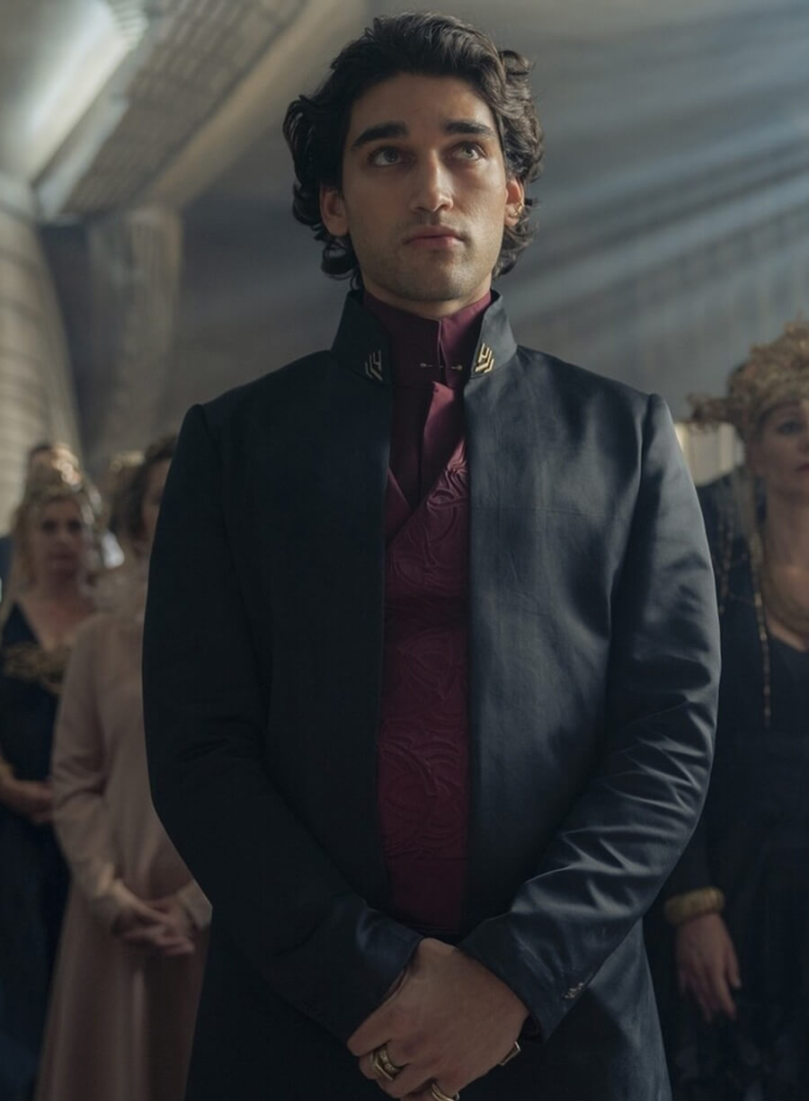 Harpoon Constantine Corrino Inspired Black Suiting Fabric Coat - Dune: Prophecy 2024 Style