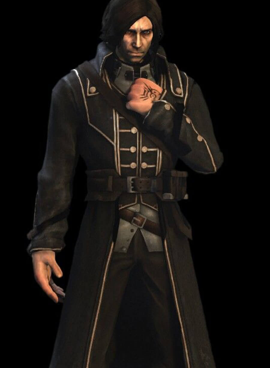 Harpoon Corvo Attano Inspired Black Real Leather Coat - Dishonored Style