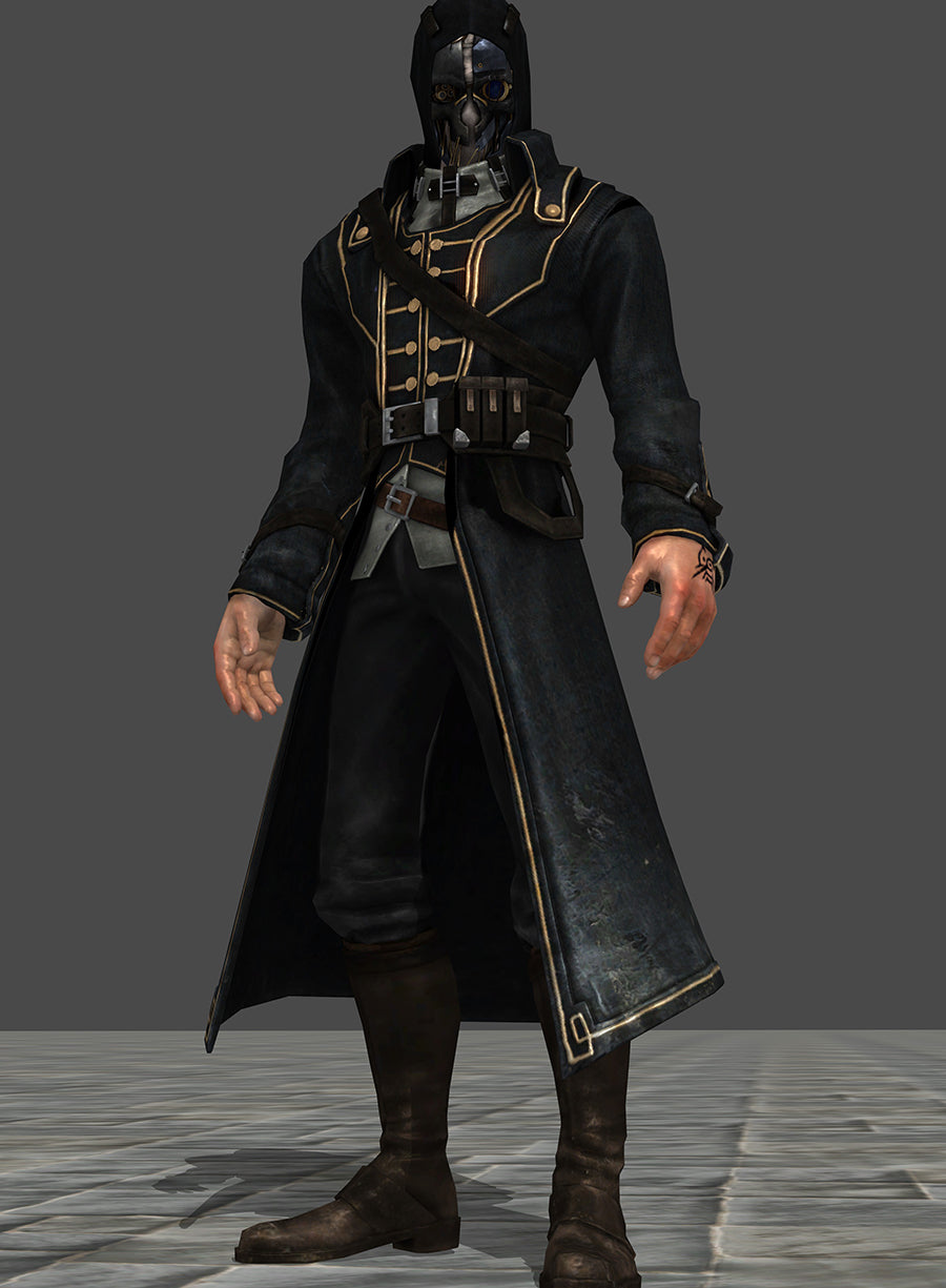 Harpoon Corvo Attano Inspired Black Real Leather Coat - Dishonored Style