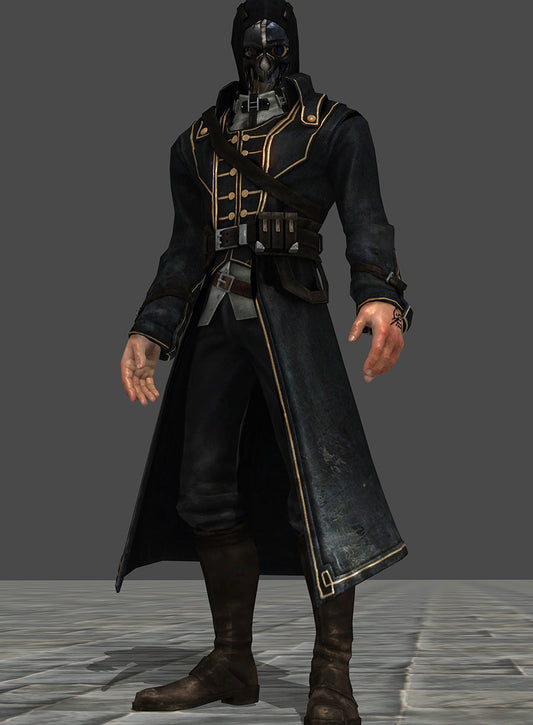 Harpoon Corvo Attano Inspired Black Real Leather Coat - Dishonored Style