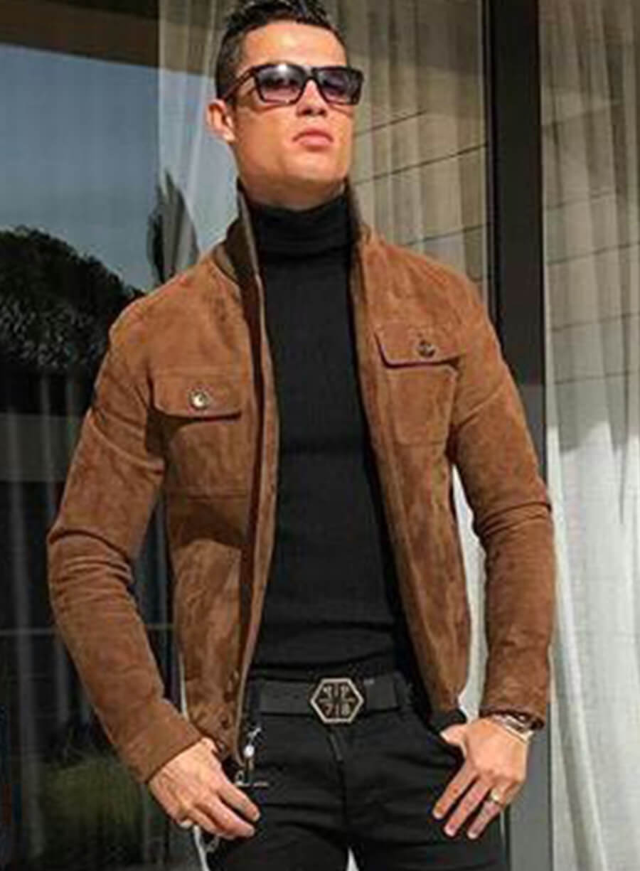 Harpoon Cristiano Ronaldo Suede Inspired Brown Leather Jacket