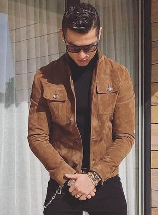 Harpoon Cristiano Ronaldo Suede Inspired Brown Leather Jacket