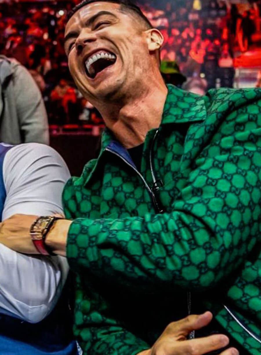 Harpoon Cristiano Ronaldo Flannel Padded Inspired Green Leather Jacket