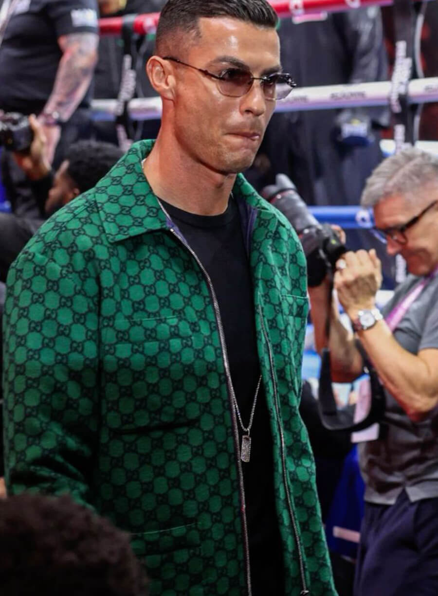 Harpoon Cristiano Ronaldo Flannel Padded Inspired Green Leather Jacket