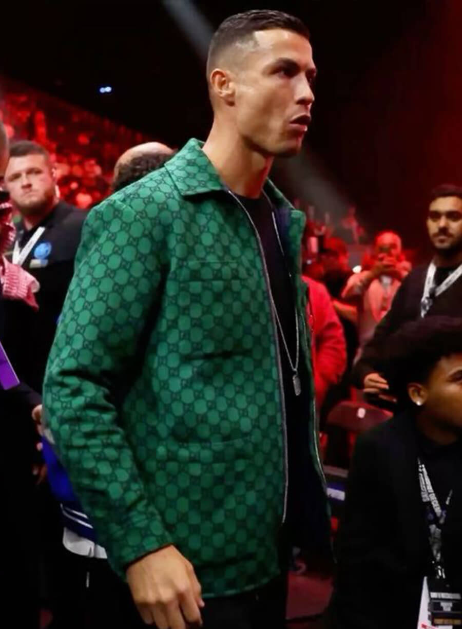 Harpoon Cristiano Ronaldo Flannel Padded Inspired Green Leather Jacket