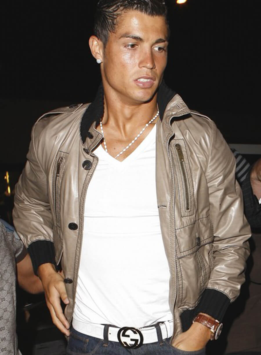 Harpoon Cristiano Ronaldo Light Beige Inspired Light Beige Leather Jacket