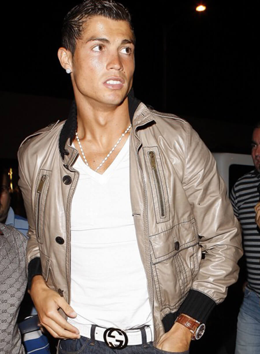 Harpoon Cristiano Ronaldo Light Beige Inspired Light Beige Leather Jacket